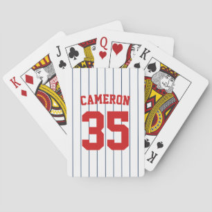 Fully Editable Colors Baseball Jersey Stripes Name Poker Cards