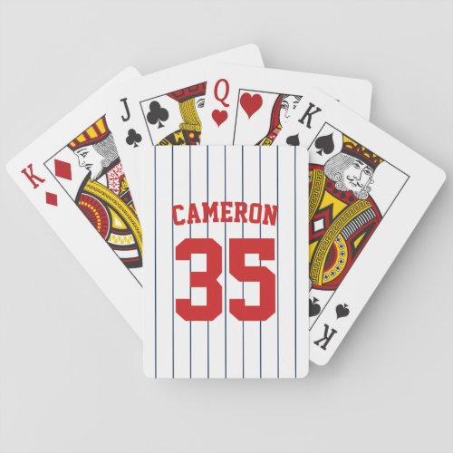 Fully Editable Colors Baseball Jersey Stripes Name Poker Cards