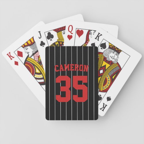 Fully Editable Colors Baseball Jersey Stripes Name Poker Cards