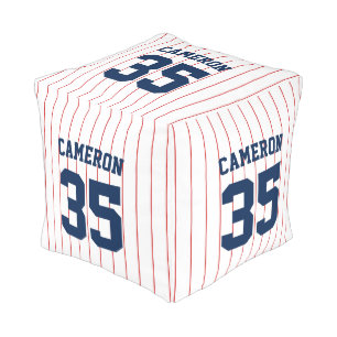 Fully Editable Colors Baseball Jersey Stripes Name Pouf