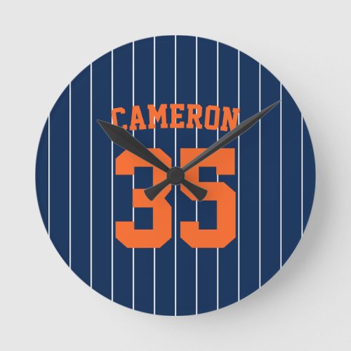 Fully Editable Colors Baseball Jersey Stripes Name Round Clock