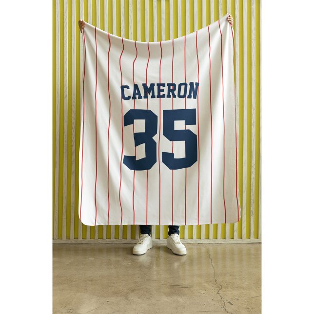 Fully Editable Colors Baseball Jersey Stripes Name Sherpa Blanket (Creator Uploaded)