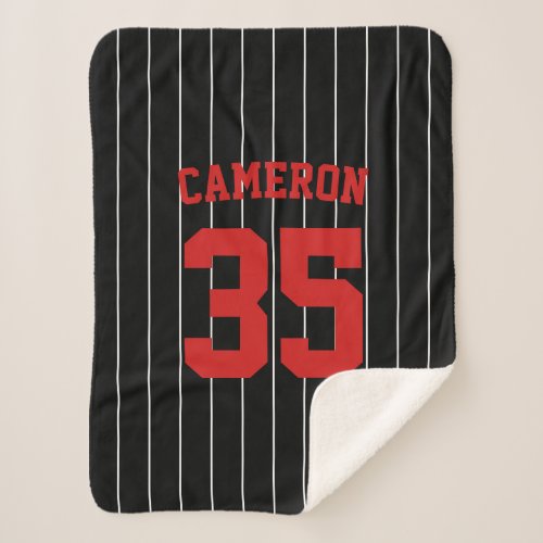Fully Editable Colors Baseball Jersey Stripes Name Sherpa Blanket