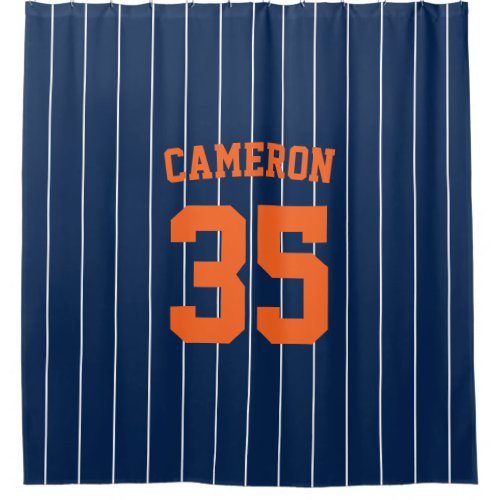 Fully Editable Colors Baseball Jersey Stripes Name Shower Curtain