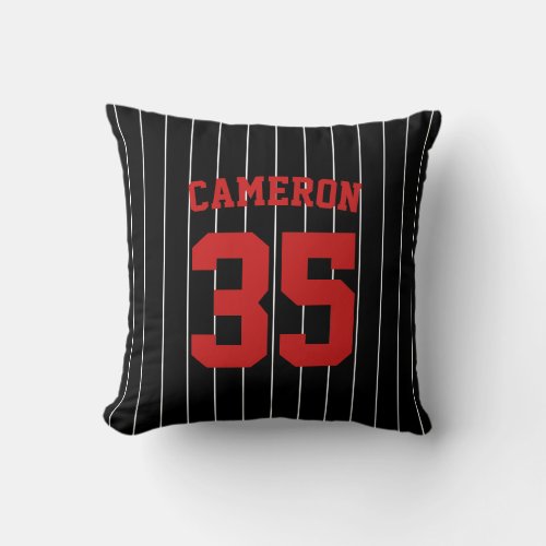 Fully Editable Colors Baseball Jersey Stripes Name Throw Pillow