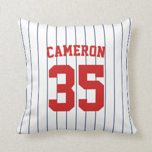 Fully Editable Colors Baseball Jersey Stripes Name Throw Pillow