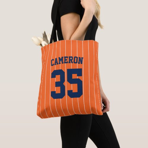 Fully Editable Colors Baseball Jersey Stripes Name Tote Bag