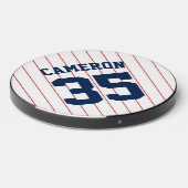 Fully Editable Colors Baseball Jersey Stripes Name Wireless Charger (Front 2)