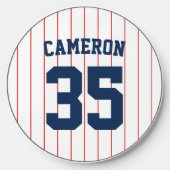 Fully Editable Colors Baseball Jersey Stripes Name Wireless Charger (Front)