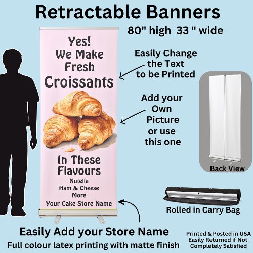 Fully Editable Croissants for Cake Store  Retractable Banner