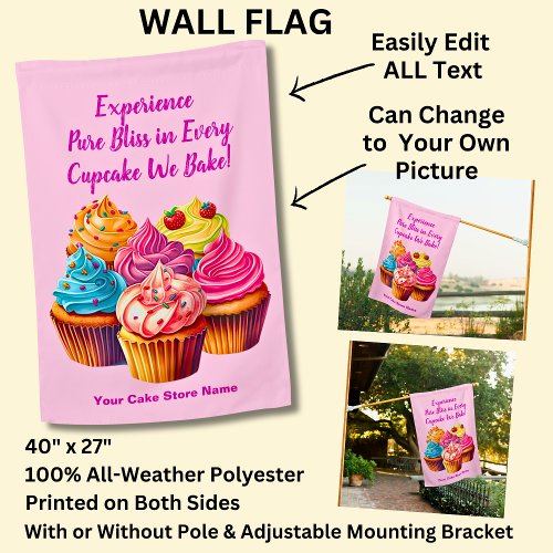 Fully Editable Cupcake Phrase  Cake Store Name House Flag