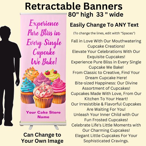 Fully Editable Cupcake Phrase  Cake Store Name Retractable Banner