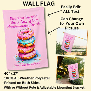 Fully Editable Donut Phrase & Cake Store Name House Flag