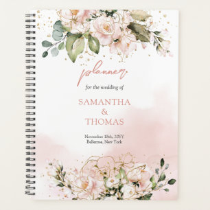 Fully editable Elegant blush pink roses eucalyptus Planner