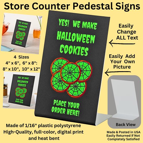 Fully Editable Halloween Cookies for Cake Store Pedestal Sign