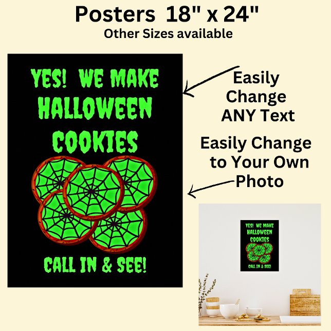 Fully Editable Halloween Cookies for Cake Store Poster (Creator Uploaded)