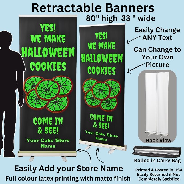 Fully Editable Halloween Cookies for Cake Store  Retractable Banner (Creator Uploaded)