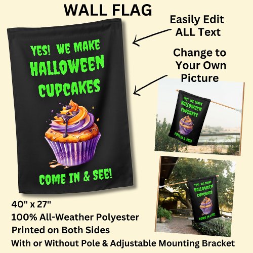 Fully Editable Halloween Cupcakes for Cake Store  House Flag