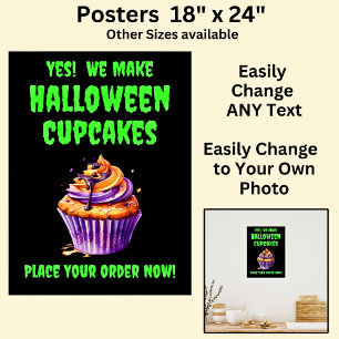 Fully Editable Halloween Cupcakes for Cake Store Poster