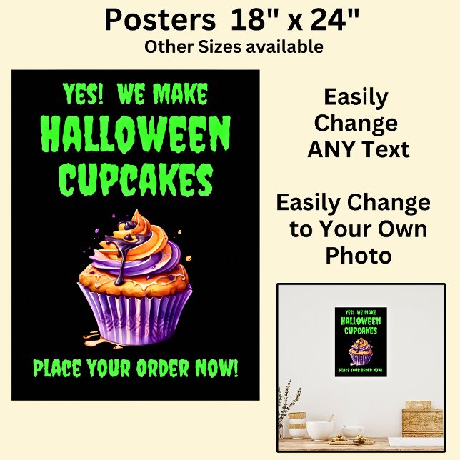 Fully Editable Halloween Cupcakes for Cake Store Poster (Creator Uploaded)