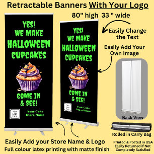 Fully Editable Halloween Cupcakes for Cake Store Retractable Banner