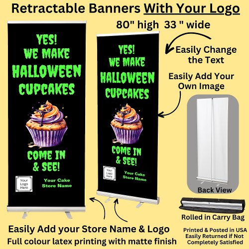 Fully Editable Halloween Cupcakes for Cake Store  Retractable Banner