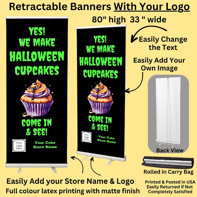 Fully Editable Halloween Cupcakes for Cake Store  Retractable Banner (Creator Uploaded)