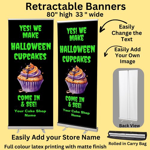 Fully Editable Halloween Cupcakes for Cake Store  Retractable Banner