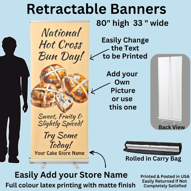 Fully Editable Hot Cross Buns for Cake Store  Retractable Banner (Creator Uploaded)