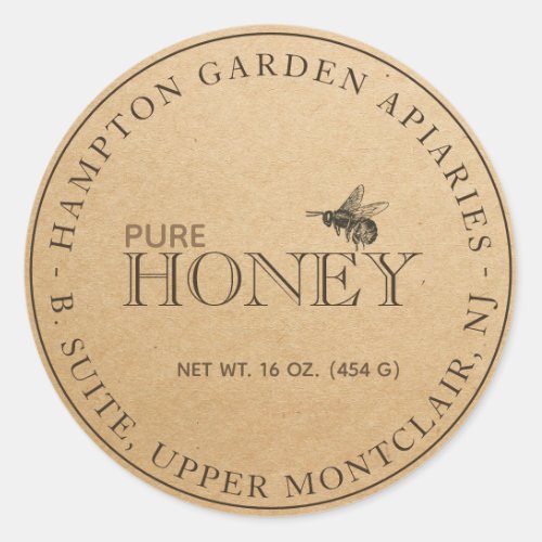 Fully Editable Kraft Beekeeper Honey Bee Label
