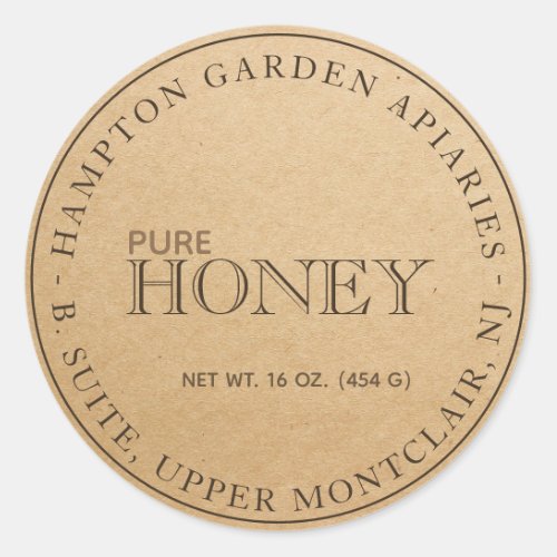 Fully Editable Kraft Beekeeper Honey Jar Label