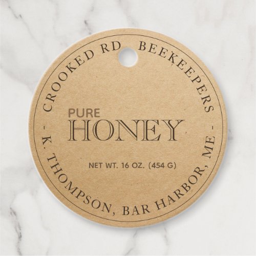 Fully Editable Kraft Beekeeper Honey Jar Label Tag