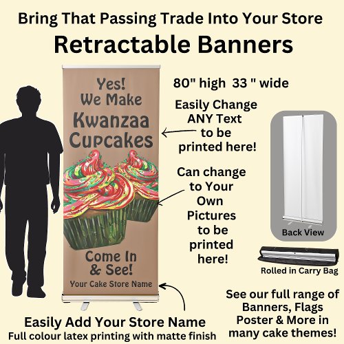 Fully Editable Kwanzaa Cupcakes for Cake Store  Retractable Banner