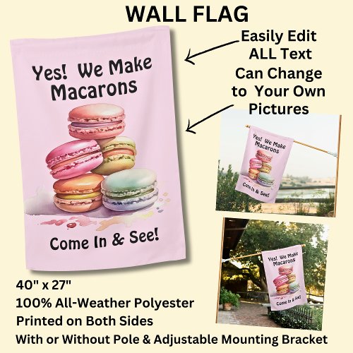 Fully Editable Macarons for Cake Store  House Flag