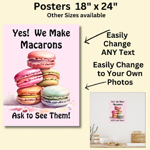 Fully Editable Macarons for Cake Store Poster