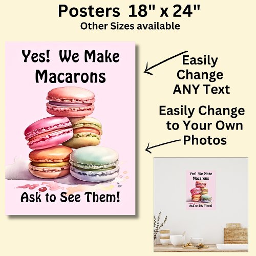 Fully Editable Macarons for Cake Store Poster