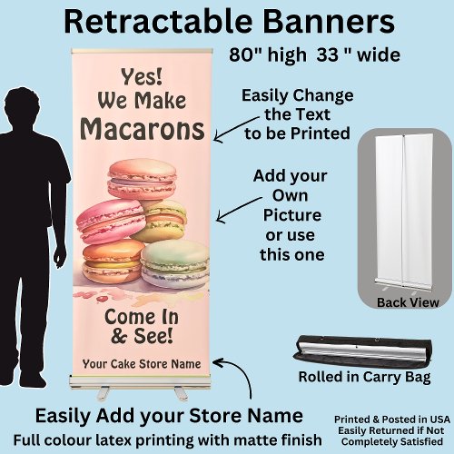 Fully Editable Macarons for Cake Store  Retractable Banner