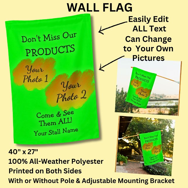 Fully Editable Market Stall Green Bright Wall  House Flag (Creator Uploaded)