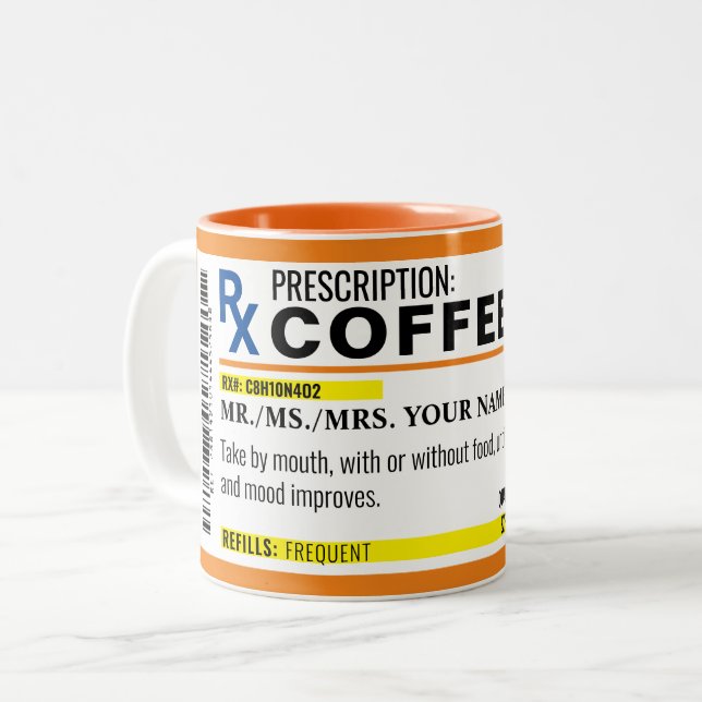 FULLY EDITABLE Prescription Coffee Mug (Front Left)