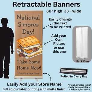 Fully Editable S'mores Day Retractable Banner