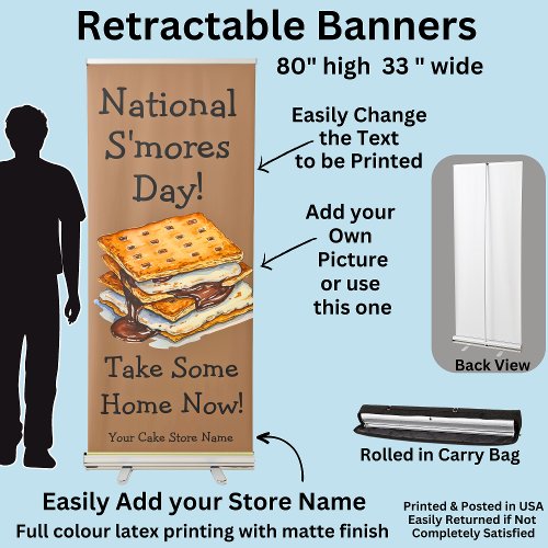 Fully Editable Smores Day Retractable Banner