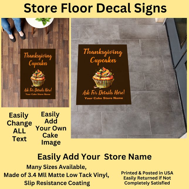 Fully Editable Thanksgiving Cupcakes, Cake Store Floor Decals (Creator Uploaded)
