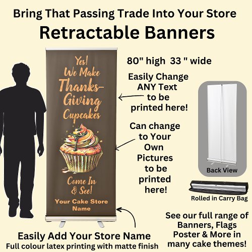 Fully Editable Thanksgiving Cupcakes Cake Store Retractable Banner