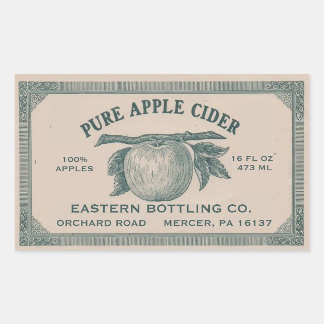 Fully Editable Vintage Apple Cider Label (Front)