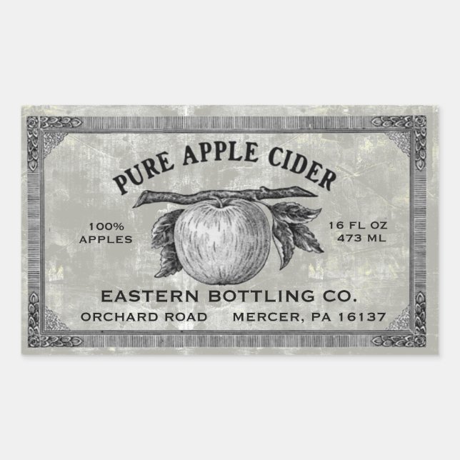 Fully Editable Vintage Apple Cider Label Gray (Front)