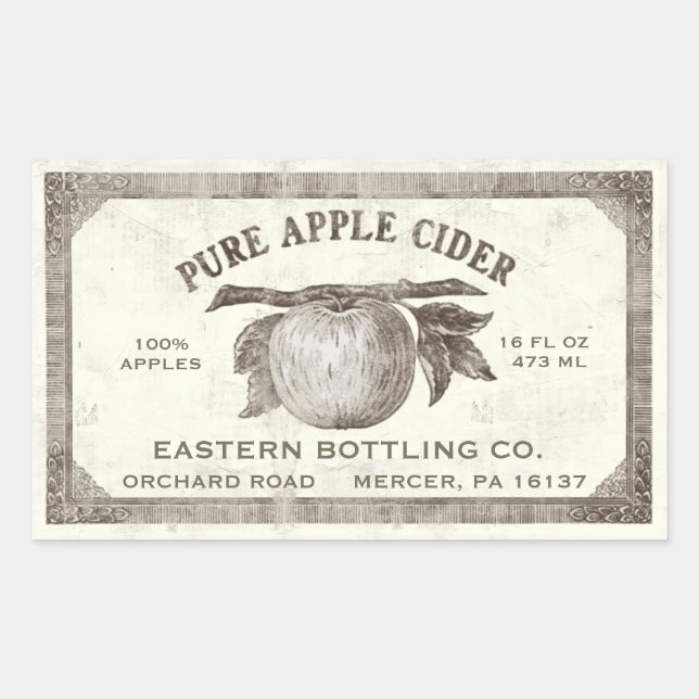 Fully Editable Vintage Apple Cider Label Grunge    (Front)