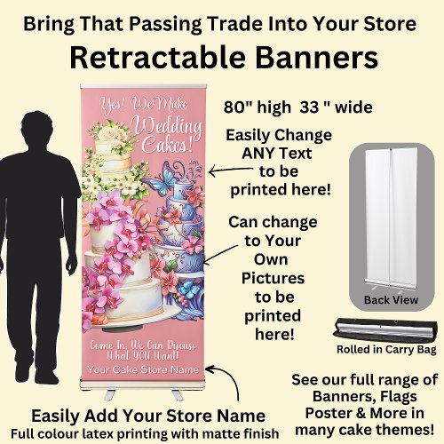 Fully Editable Wedding Cakes for Cake Store  Retractable Banner