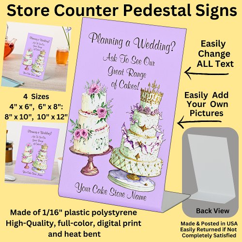 Fully Editable Wedding Cakes  Pedestal Sign