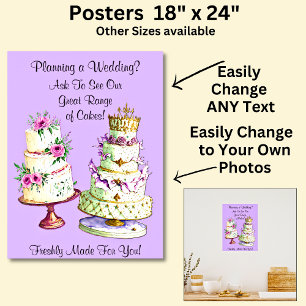 Fully Editable Wedding Cakes Poster