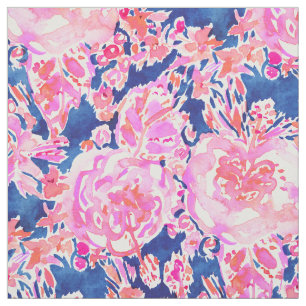 FULLY EXPRESSED Navy Pink Hibiscus Floral Fabric